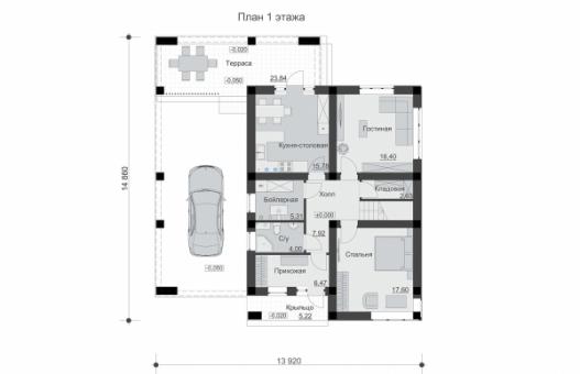 Двухэтажный дом с террасами, балконом и  четырьмя спальнями